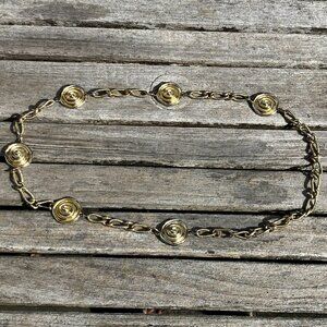 🌟Vintage Gold-Tone Chain Link and Swirl Disc Belt or Necklace